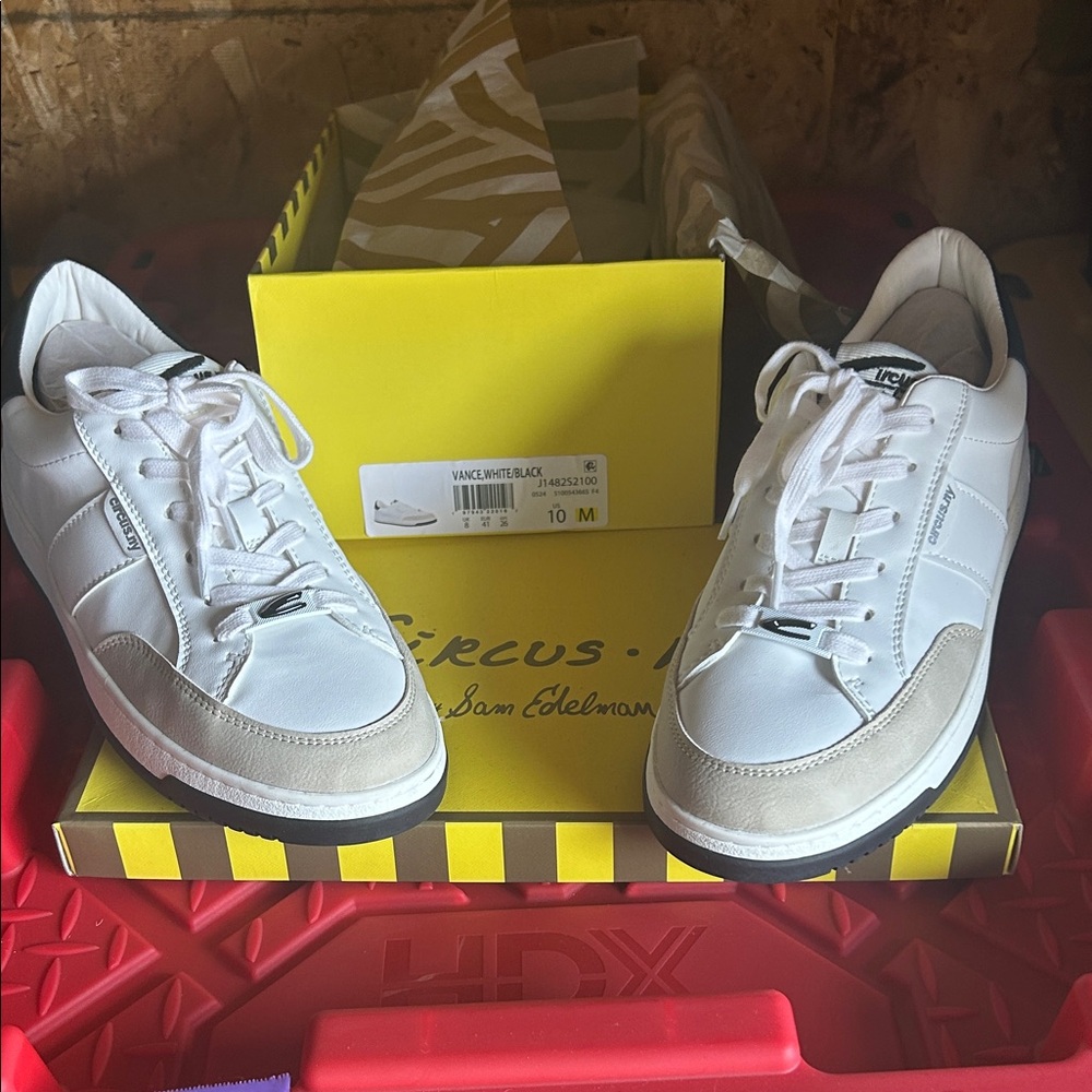 Sam Edelman White and Beige Men's Sneakers